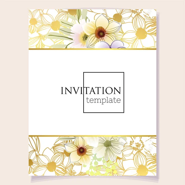 Abstract Elegance Seamless Background Flowers Invitation Card — Stock Vector