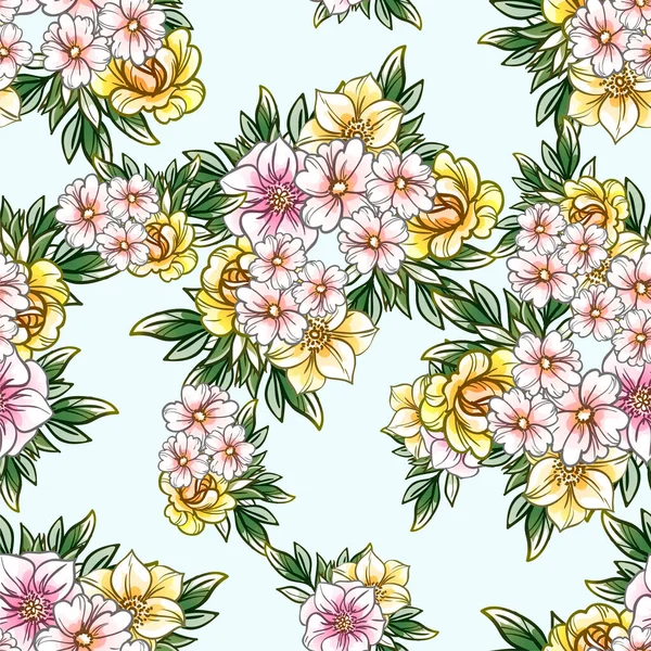 Elegancia Abstracta Fondo Sin Costuras Con Flores — Vector de stock