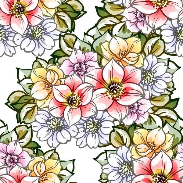 Elegância Abstrato Fundo Sem Costura Com Flores — Vetor de Stock