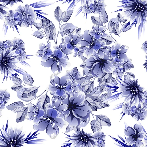 抽象的な優雅さシームレスな背景と紫の花 — ストックベクタ