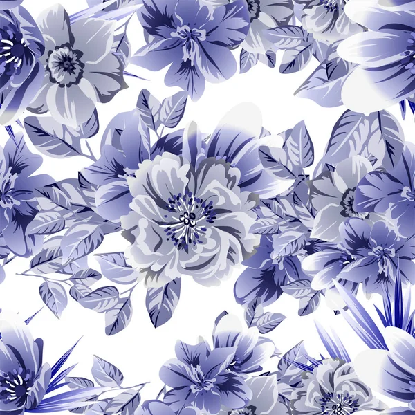 Abstrakte Eleganz Nahtloser Hintergrund Mit Violetten Blumen — Stockvektor