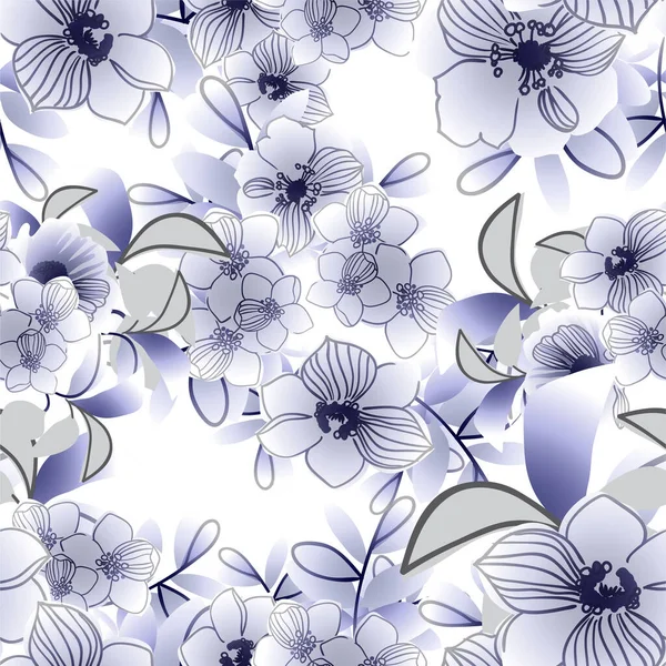 Elegância Abstrato Fundo Sem Costura Com Flores Violetas — Vetor de Stock