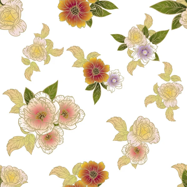 Elegância Abstrato Fundo Sem Costura Com Flores — Vetor de Stock