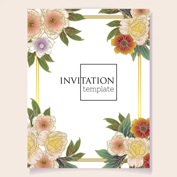 花の背景と招待状 — ストックベクタ