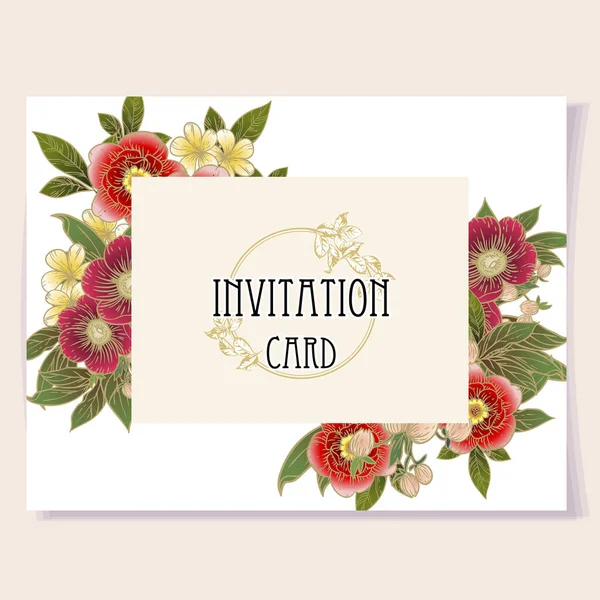 Invitation Card Template Floral Background Vector Illustration — Stock Vector
