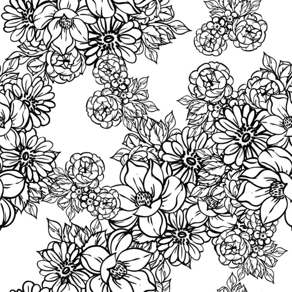Abstrakte Eleganz Nahtloser Hintergrund Mit Blumen — Stockvektor