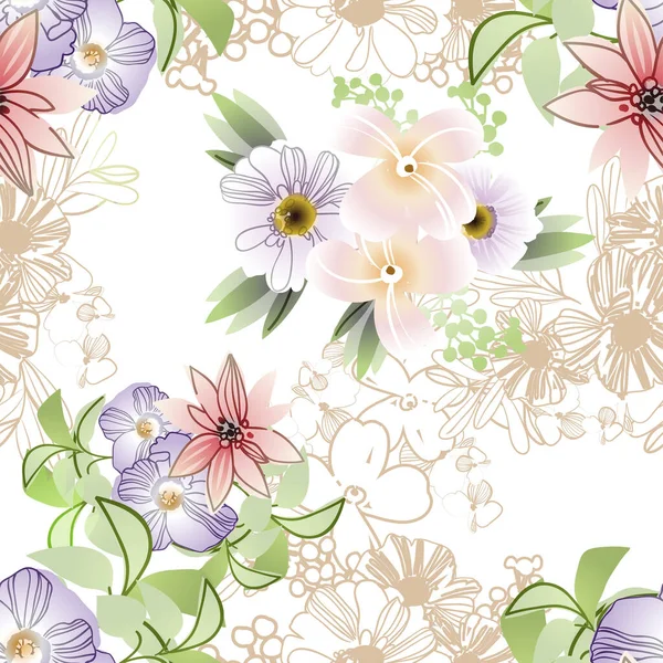 典雅流畅的背景与花朵 — 图库矢量图片