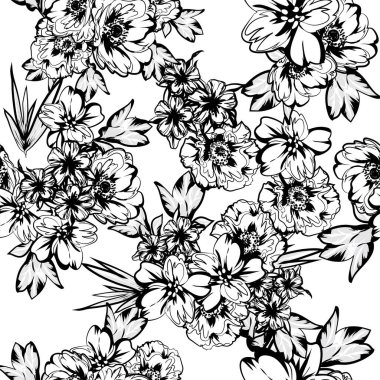 siyah ve beyaz çiçek deseni, dijital duvar kağıdı