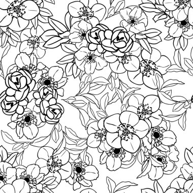 siyah ve beyaz çiçek deseni, dijital duvar kağıdı