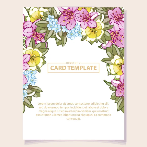 Floral Vector Card Template Copy Space — Stock Vector