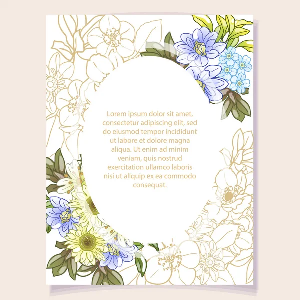 Floral Vector Card Template Copy Space — Stock Vector