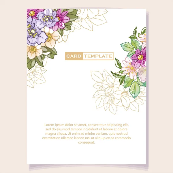 Floral Vector Card Template Copy Space — Stock Vector
