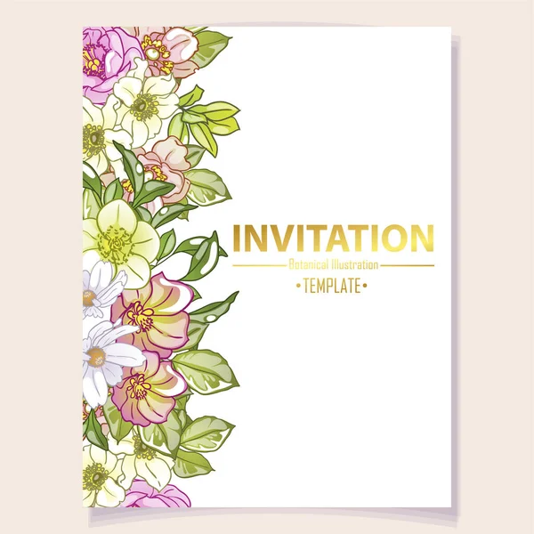 Plantilla Tarjeta Vectorial Floral Con Espacio Copia — Vector de stock