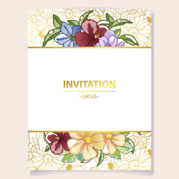 Floral Vector Card Template Copy Space — Stock Vector