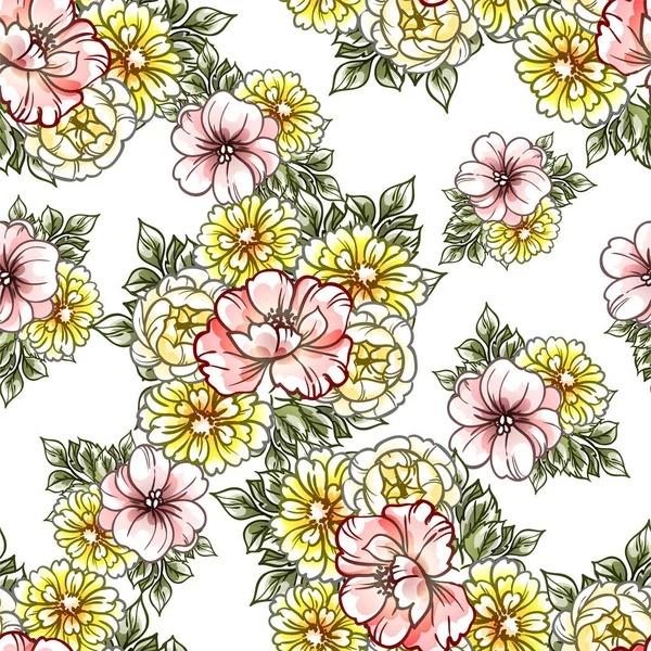 Beau Motif Floral Papier Peint Sans Couture — Image vectorielle