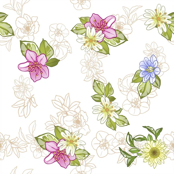 Schöne Florale Muster Nahtlose Tapete — Stockvektor