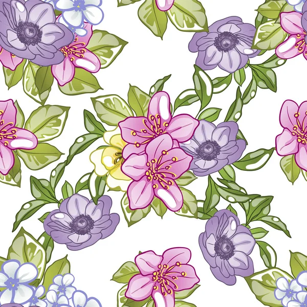 Beau Motif Floral Papier Peint Sans Couture — Image vectorielle