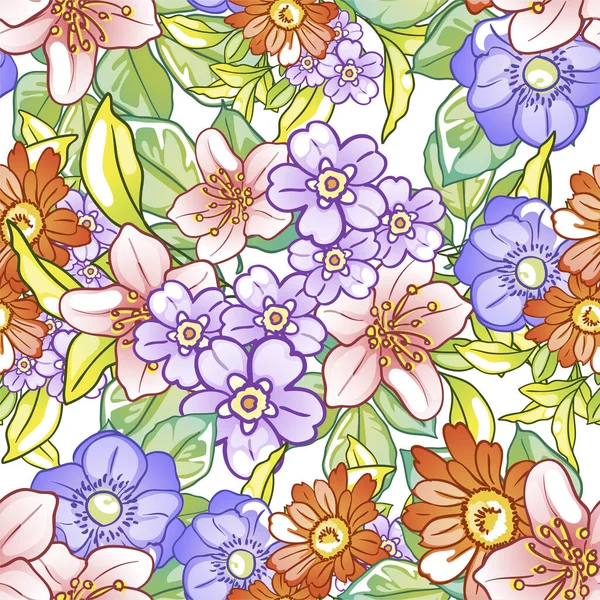 Красивый Цветочный Узор Бесшовные Обои — стоковый вектор