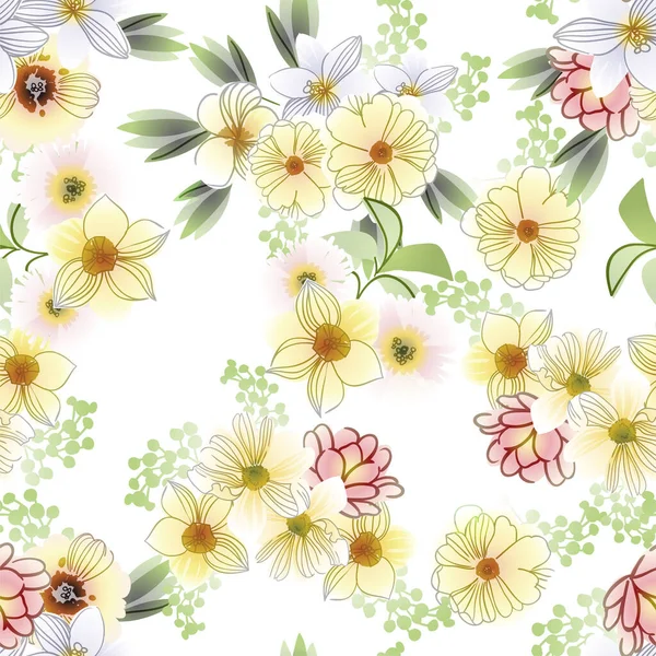 Hermoso Patrón Floral Fondo Pantalla Sin Costuras — Archivo Imágenes Vectoriales