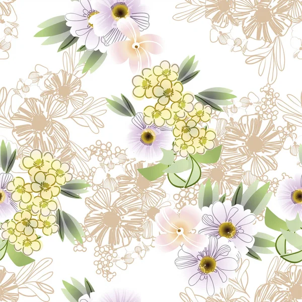 Güzel Çiçek Desenleri Pürüzsüz Duvar Kağıtları — Stok Vektör