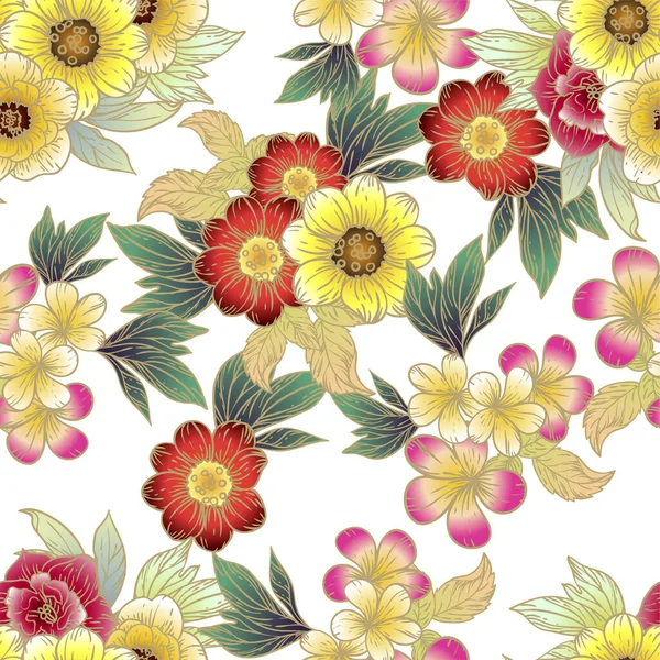 Beau Motif Floral Papier Peint Sans Couture — Image vectorielle