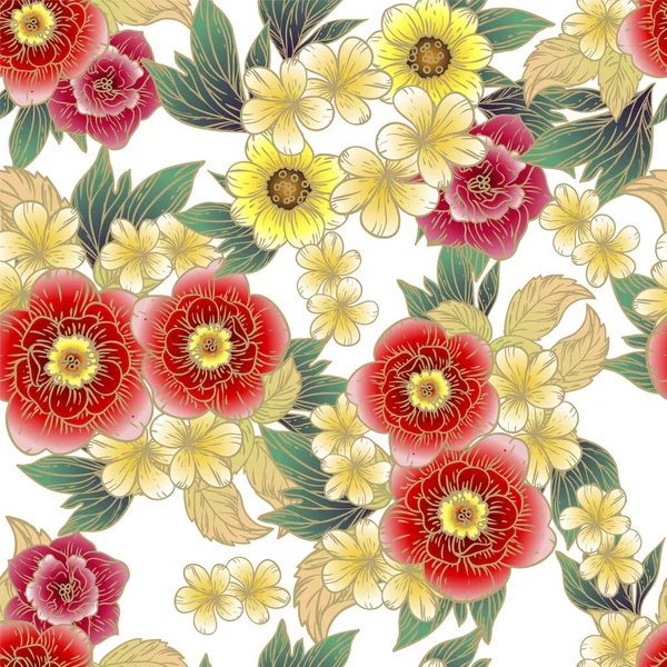 Hermoso Patrón Floral Fondo Pantalla Sin Costuras — Vector de stock