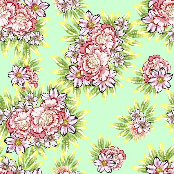 Beautiful Floral Pattern Seamless Wallpaper — Stock Vector