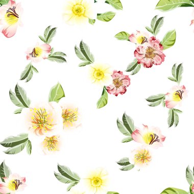 Çiçek elementleriyle kusursuz bir desen.