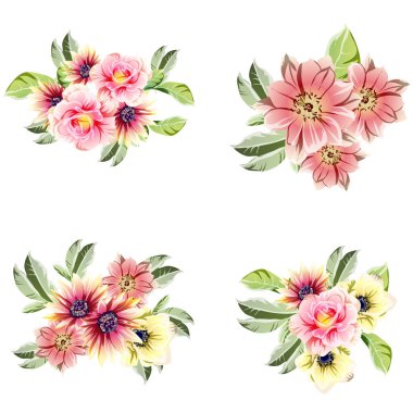 Güzel çiçekli bir dizi vektör çizimi