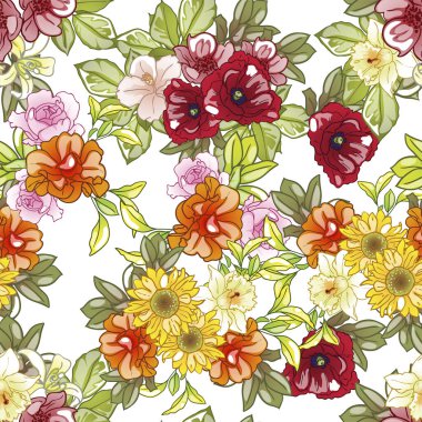 Çiçek elementleriyle kusursuz bir desen.