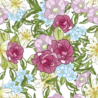 Çiçek elementleriyle kusursuz bir desen.