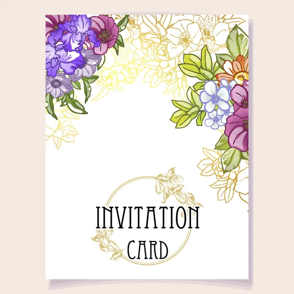 招待状 カード バナー ポスター チラシの花の背景 — ストックベクタ