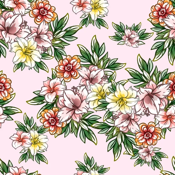 Modèle Sans Couture Élégance Avec Des Éléments Floraux — Image vectorielle