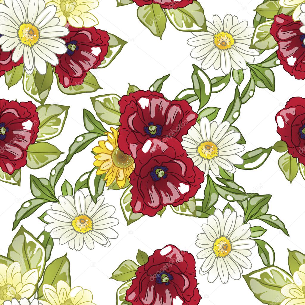 elegance seamless pattern with floral elements