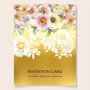 Çiçekli klasik düğün davetiyesi..