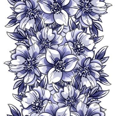 Kartpostal için güzel mavi çiçek süslemelerinin vektör çizimi