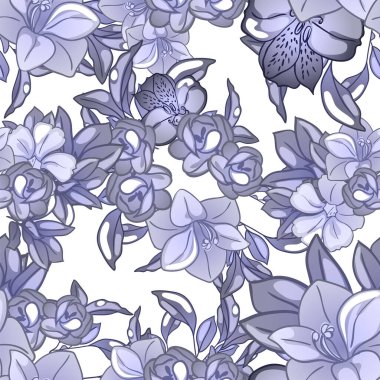 Kartpostal için güzel mavi çiçek süslemelerinin vektör çizimi