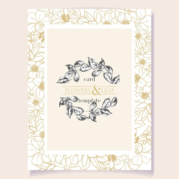 Vektor Hochzeitseinladungskarte Mit Blumenrahmen — Stockvektor