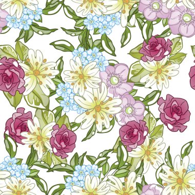 Çiçek elementleriyle kusursuz bir desen.