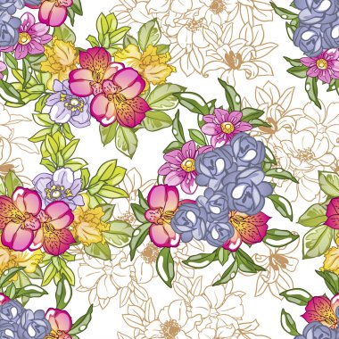 Çiçek elementleriyle kusursuz bir desen.