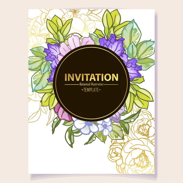 Carte Invitation Florale Illustration Vectorielle — Image vectorielle