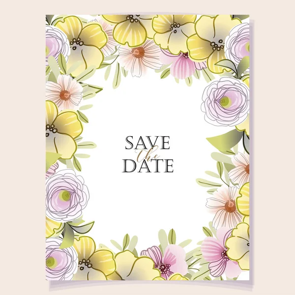 花の招待カード ベクトル イラスト — ストックベクタ