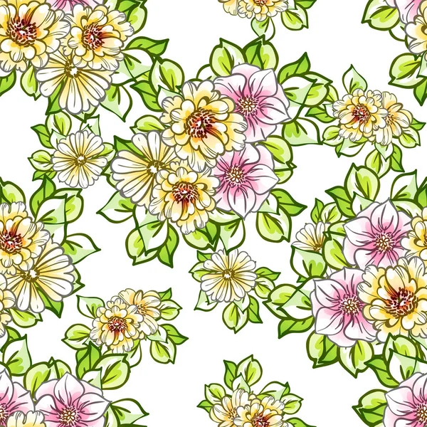 Modèle Sans Couture Élégance Avec Des Éléments Floraux — Image vectorielle