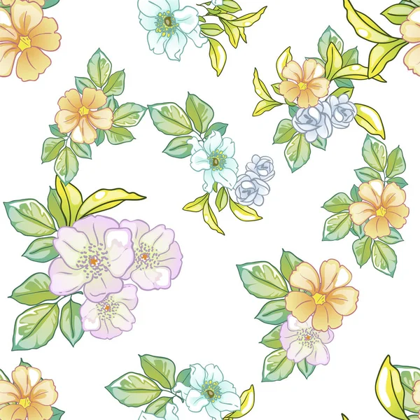 Elegance Seamless Pattern Floral Elements — Stock Vector