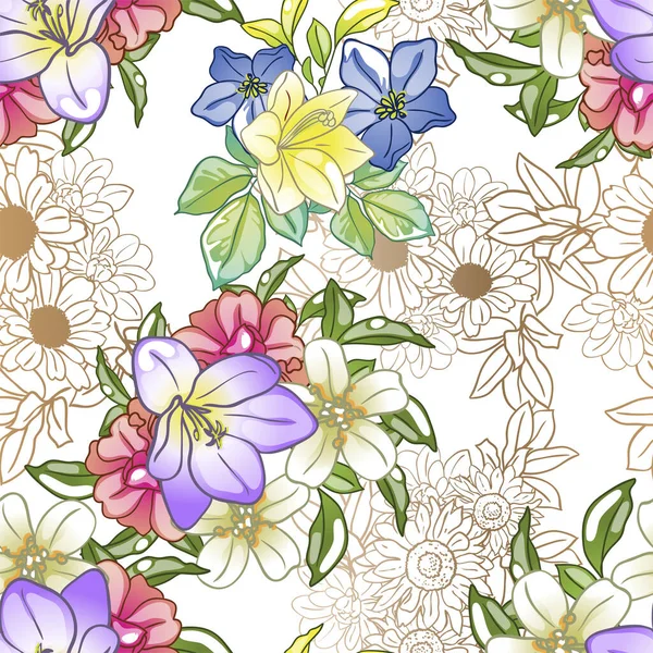 Κομψότητα Χωρίς Ραφή Μοτίβο Floral Στοιχεία — Διανυσματικό Αρχείο