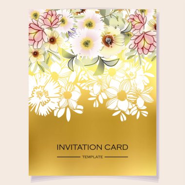 çiçek davetiye, vektör çizim