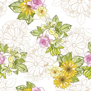 Çiçek elementleriyle kusursuz bir desen.