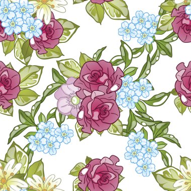 Çiçek elementleriyle kusursuz bir desen.