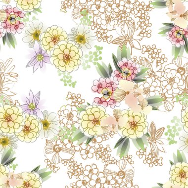 Çiçek elementleriyle kusursuz bir desen.