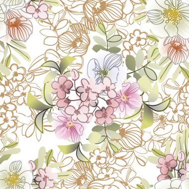 Çiçek elementleriyle kusursuz bir desen.